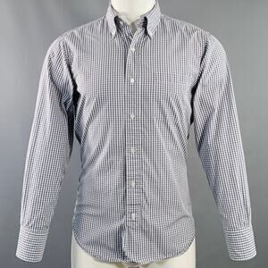 BLACK FLEECE Size S Grey White Gingham Cotton One Pocket Long Sleeve Shirt